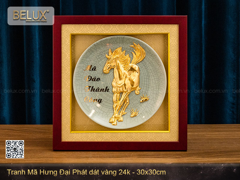 Tranh ngựa hưng đại phát dát vàng 24k&nbsp;